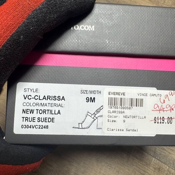 Vince Camuto clarissa Tortilla True Suede Open Toe Sandal Women's Size 9 - Picture 5 of 7